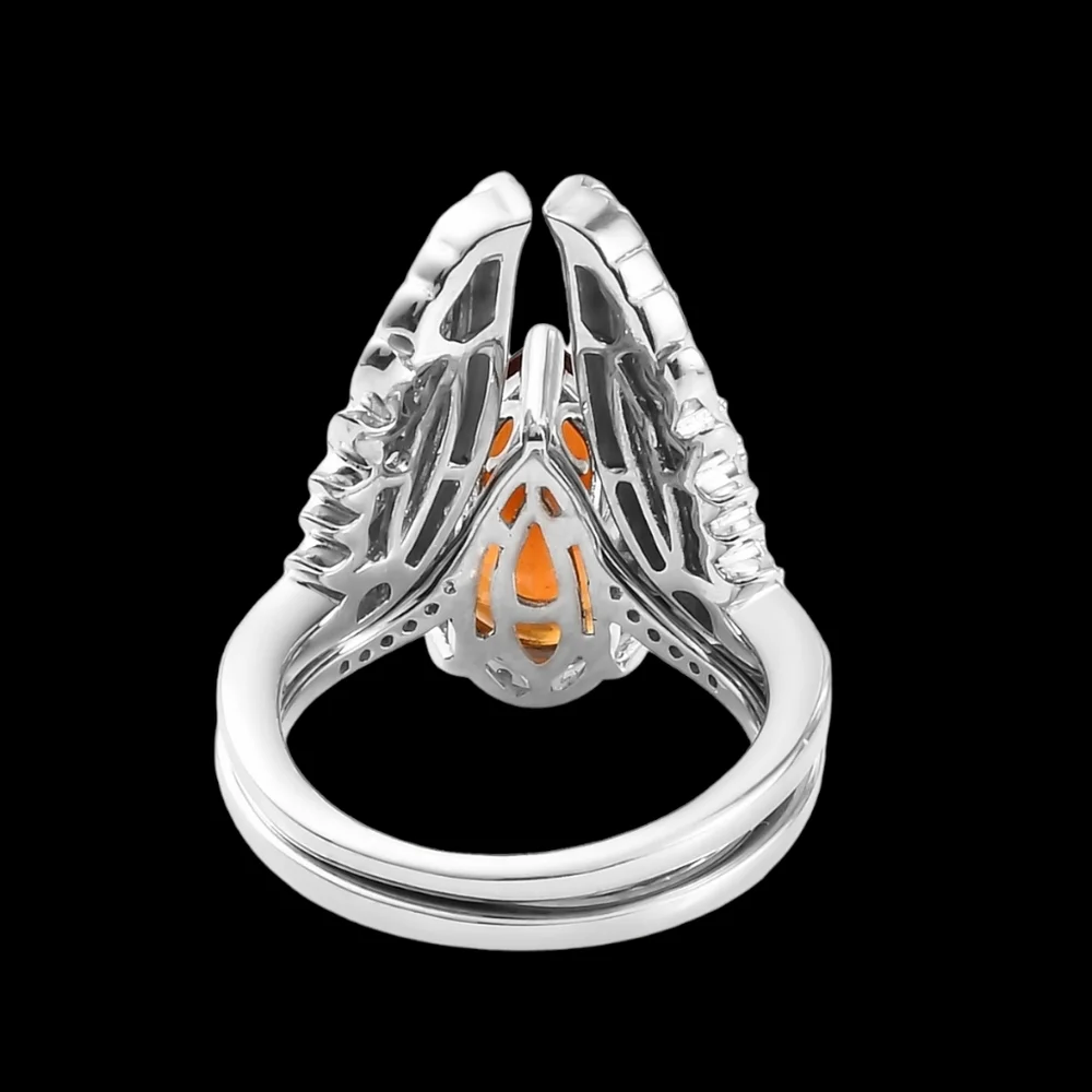 🔥 Platinum Over Sterling Silver Madeira Citrine & White Zircon Ring Set 3.90
